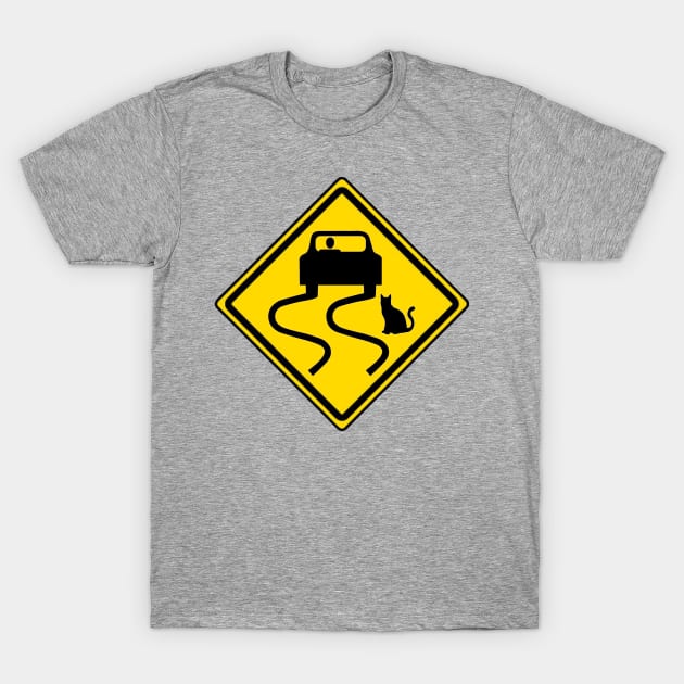 Cat Traffic Sign T-Shirt by bobeckstein